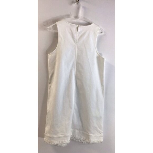Cremieux Womens Denim Dress 12 White Stretchy Clean Rock Western Minimalist Chic - Picture 5 of 5